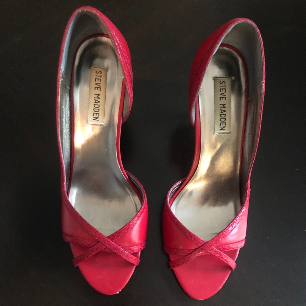Steve Madden Deedrah Red Leather Sandal w/Snake